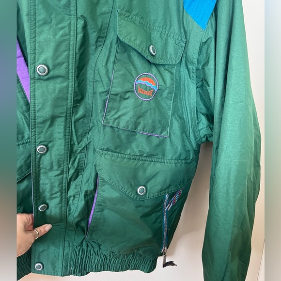 Vintage MARKER Retro 90s 80s Snowboard Ski Zip Off Sleeves Block Colors Hood, L - Picture 2 of 9